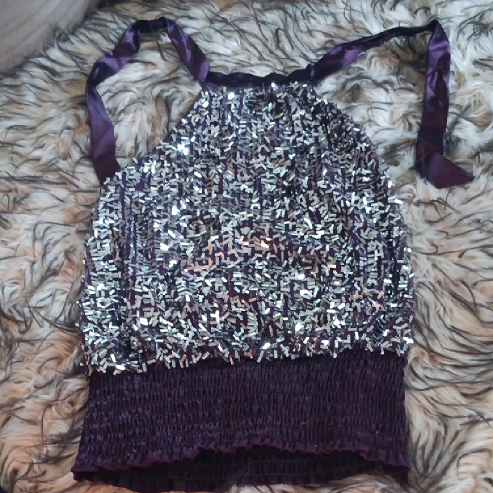 Body Central Shimmering Purple and Silver Tank Top
